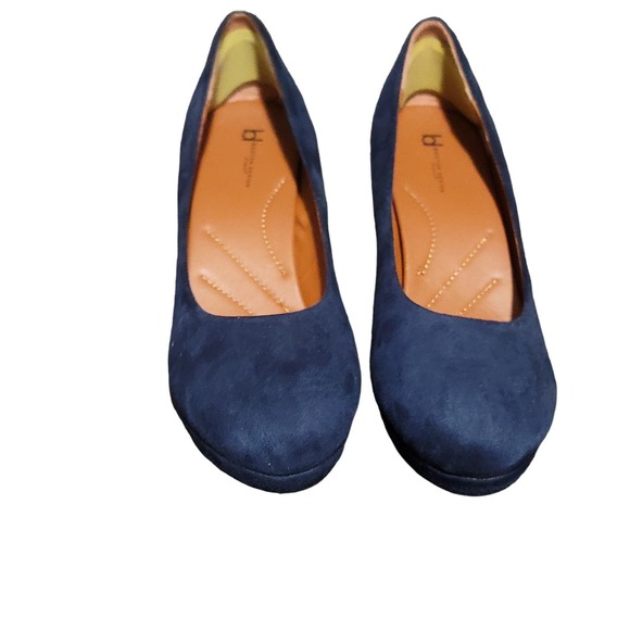 Boston Design Studio Faux Suede Pumps Women 9.5 Midnight Blue Career Heels - Picture 2 of 8